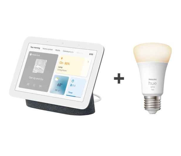 Google Nest Hub 2 + Philips Hue White E27 1100lm - 1086421 - zdjęcie